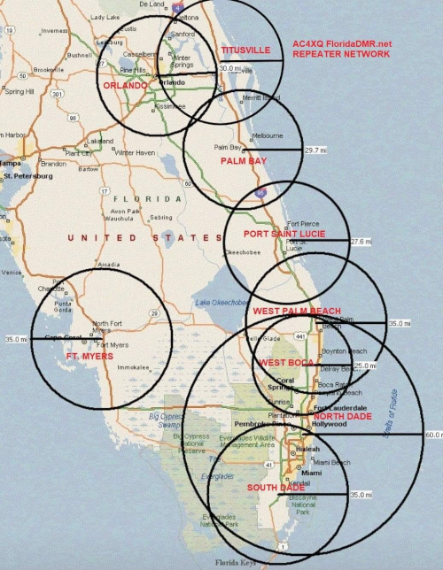 AC4XQ FL DMR Network Map